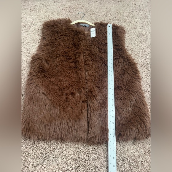 NWT new OS one size fits all Anthropologie faux fur midi vest brown S M L XL - Picture 17 of 17